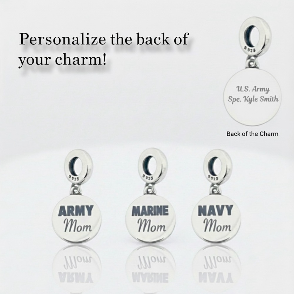 Military Mom Charm Dangle Bracelet Charm Army Mom Navy Mom Marine Mom